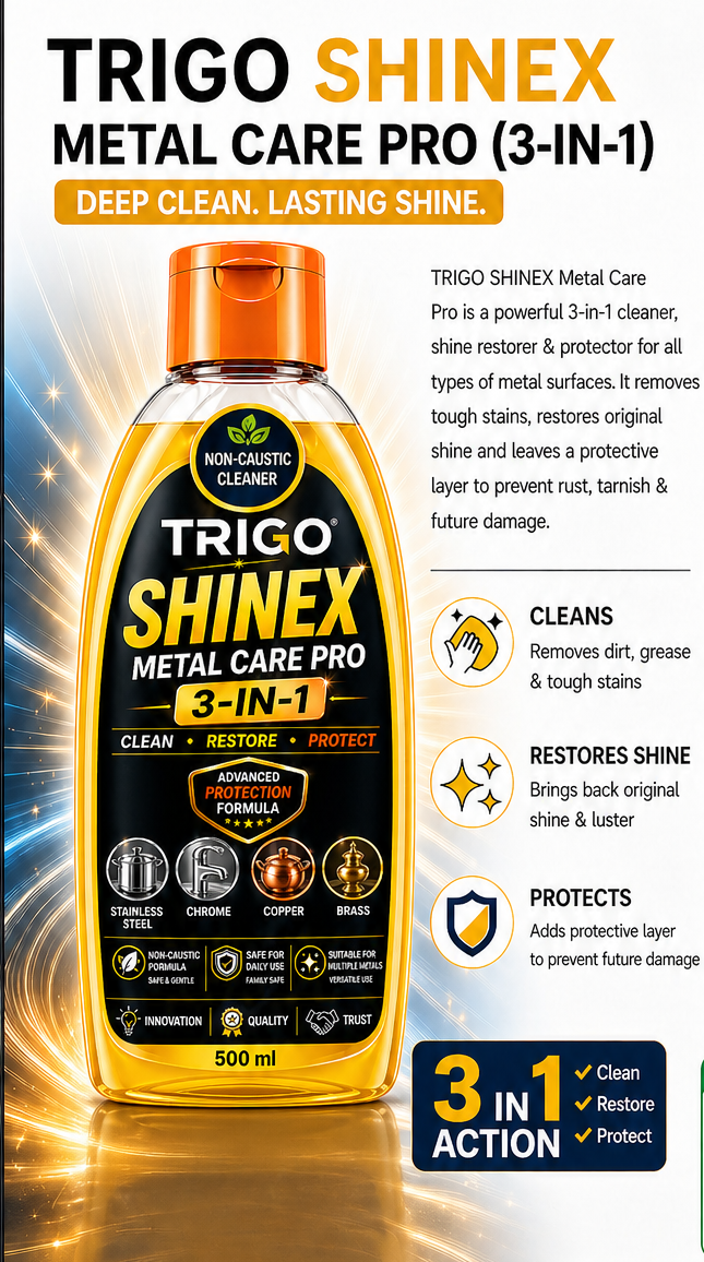 Trigo ShineX Metal Care Pro<br>(3-in-1)  Clean. Restore. Protect.