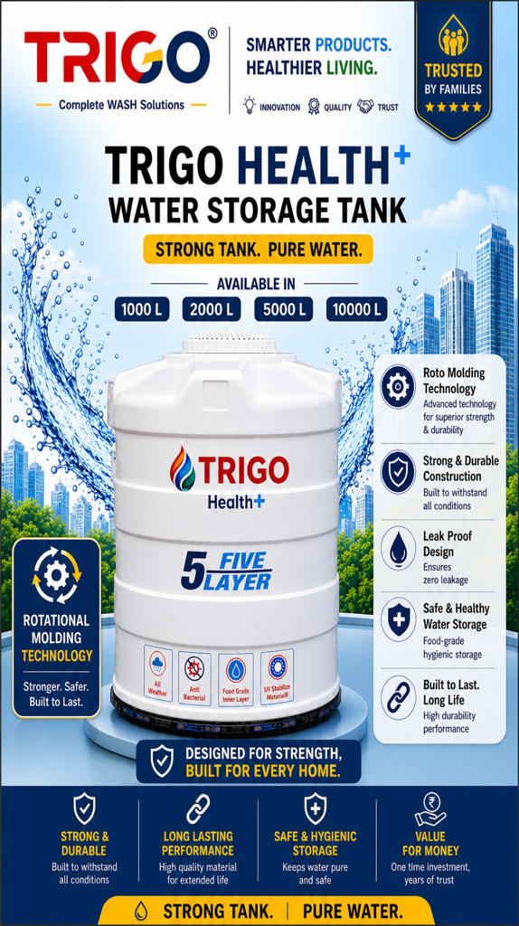 Trigo Health Plus Water Storage Tank - Roto Molding - 2000 Ltr.